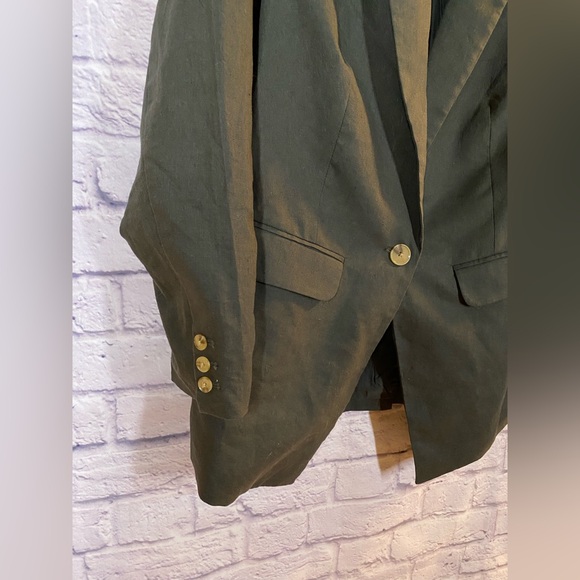 City Chic Olive Green Sicilian Linen-Blend Blazer Plus Size 14 - Picture 3 of 8